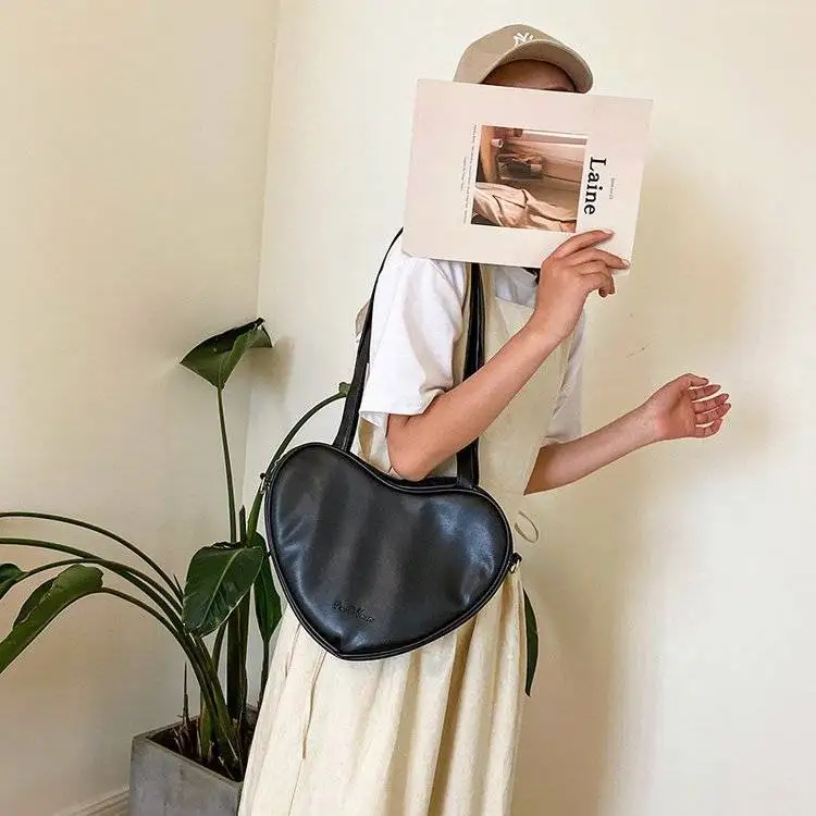 New Design Girls Cute Love Heart Shape Tote Handbags PU Leather Candy Colour Lovely Ladies Shoulder Bags High Quality Bag | Багаж и сумки