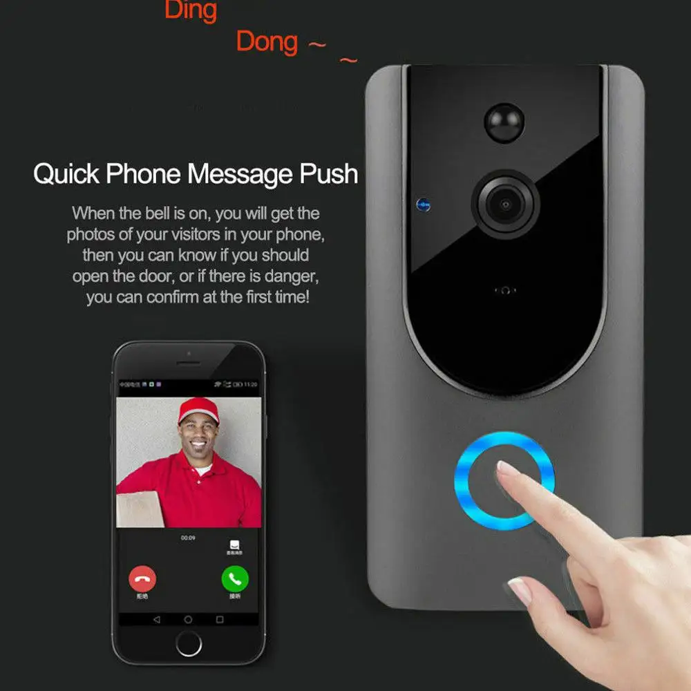 Беспроводной Wi Fi дверной звонок умный видеотелефон видеодомофон с визуальным