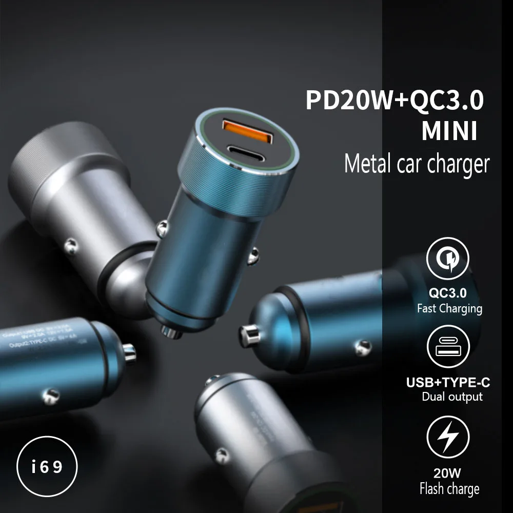 

Mini USB Car Charger Quick Charge 3.0 PD 38W Charger Fast Charging USB Type C QC PD 3.0 Mobile Phone Charger For Samsung Galaxy