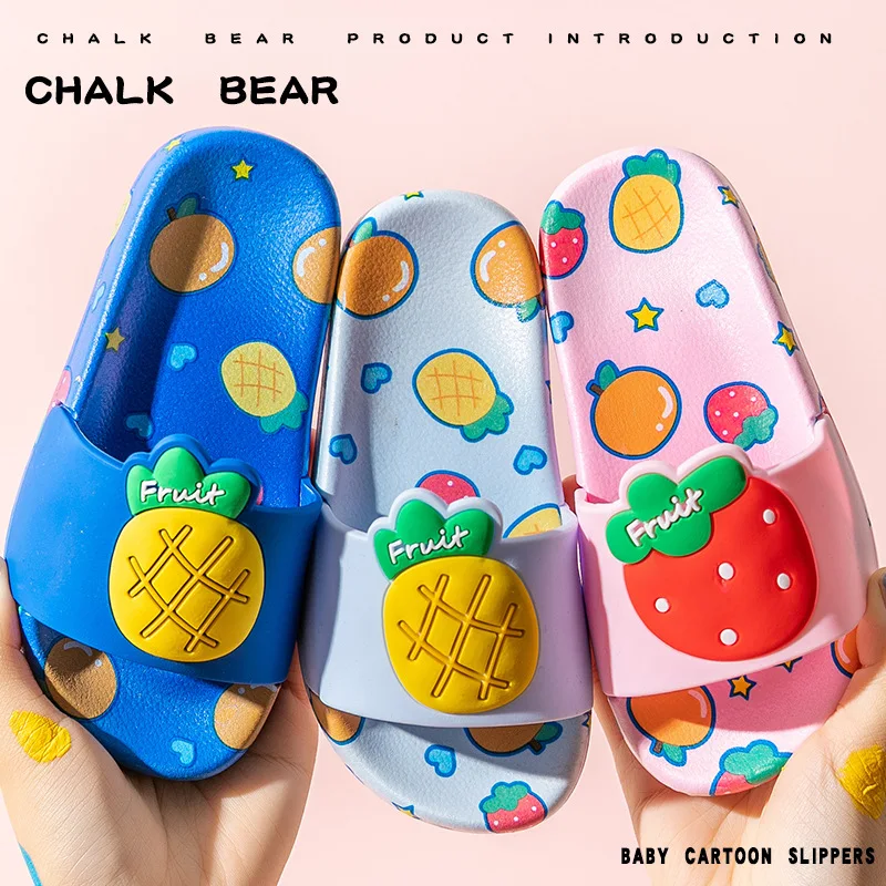 

Cute Fruits Printed Soft PVC Indoor Home Bath Children Slides Summer Shoes Wholesale 2021 Kids Slippers Boys Girls