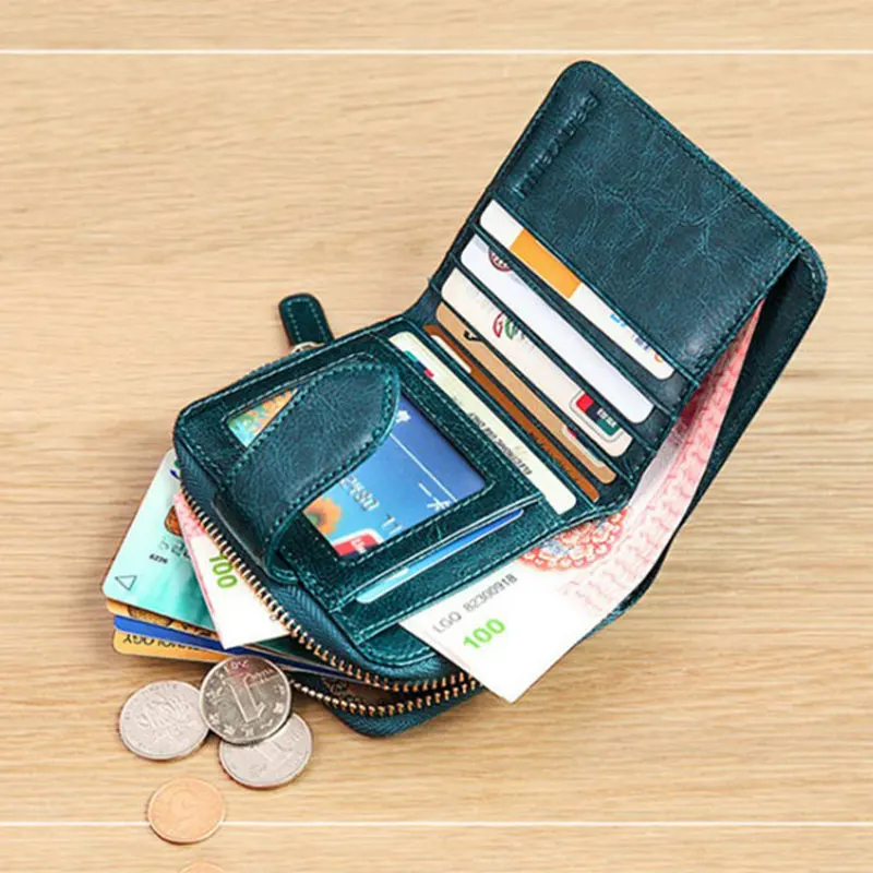 Billfold масло воск натуральная кожаные кошельки для женщин короткий мини-кошелек для клатча Soild монета Карманный с отделениями для карт держатель воловья сумка
