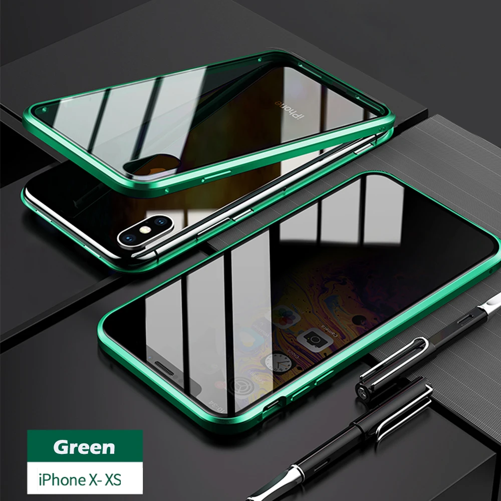 for iPhoneX XS Двухсторонний чехол из закаленного стекла, Роскошный прозрачный чехол для телефона с открытым магнитом для 7 8 Plus 7Plus 8 Plus X XS MAX XR, чехол для телефона - Цвет: for iPhoneX XS
