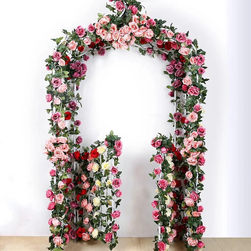 

Artificial Rattan Flower 2.3 Meters 10 Flower Diy Plastic Rose Rattan Decorative Fence Winding Flower Rattan Valentine's Daygift