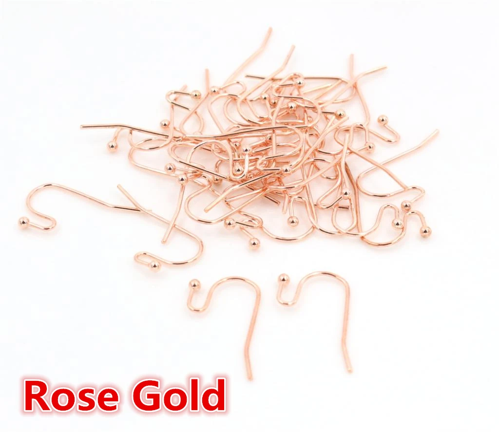 Rose Gold 100 шт./лот, 21x16 мм, сделай сам, серьги, застежки, крючки, фурнитура, сделай сам, аксессуары для изготовления ювелирных изделий, латунный крючок, серьги, ювелирные изделия - Цвет: Rose Gold