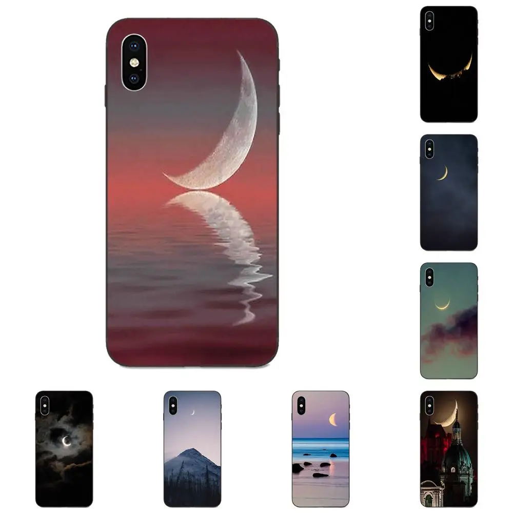 Для Apple iPhone 4 4S 5 5S SE 6 6S 7 8 Plus X XS Max XR мягкий модный чехол для телефона Cat On Crescent Moon |