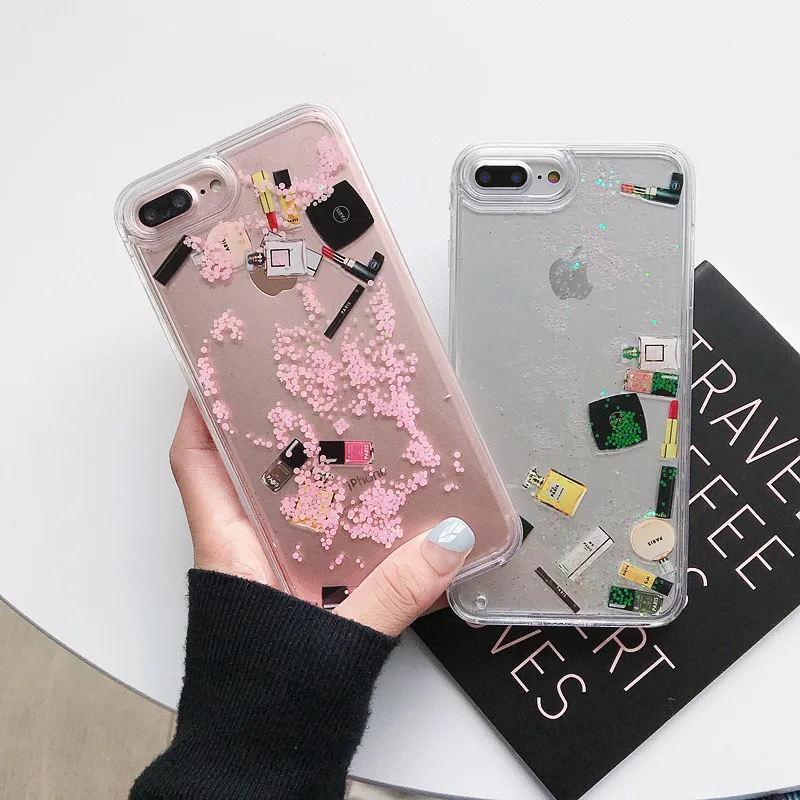 

Cosmetic Makeups Lipstick Perfume Quicksand Case For iPhone SE 2020 X 6 7 8 Plus Phone Glitter Cover for iPhone XS XR 11 Pro Max