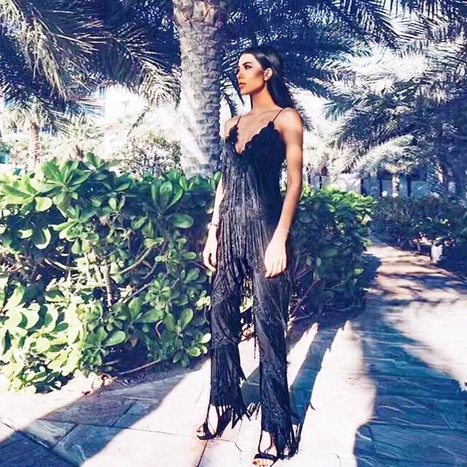 Женский комбинезон на бретелях-спагетти оливковый зеленый черный белый с