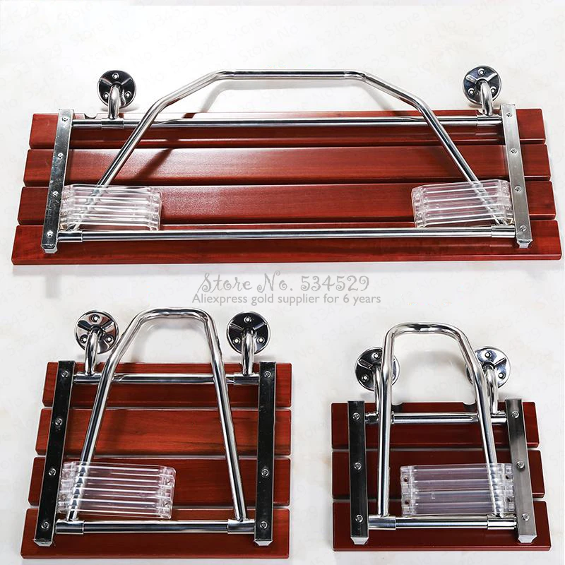 Банный стул из твердой древесины 30% складной сиденье для ванной комнаты