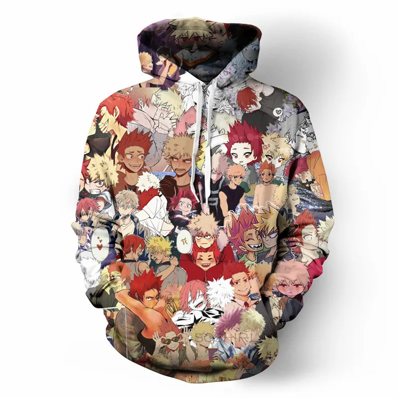 

Spring and Autumn 3D Printing Men's Hooded Children's Cartoon Japanese Anime Pullover Casual Sports Top