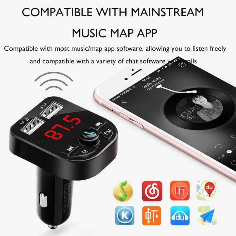 Olhveitra Bluetooth Handsfree FM передатчик с ЖК поддержкой USB Автомобильное зарядное
