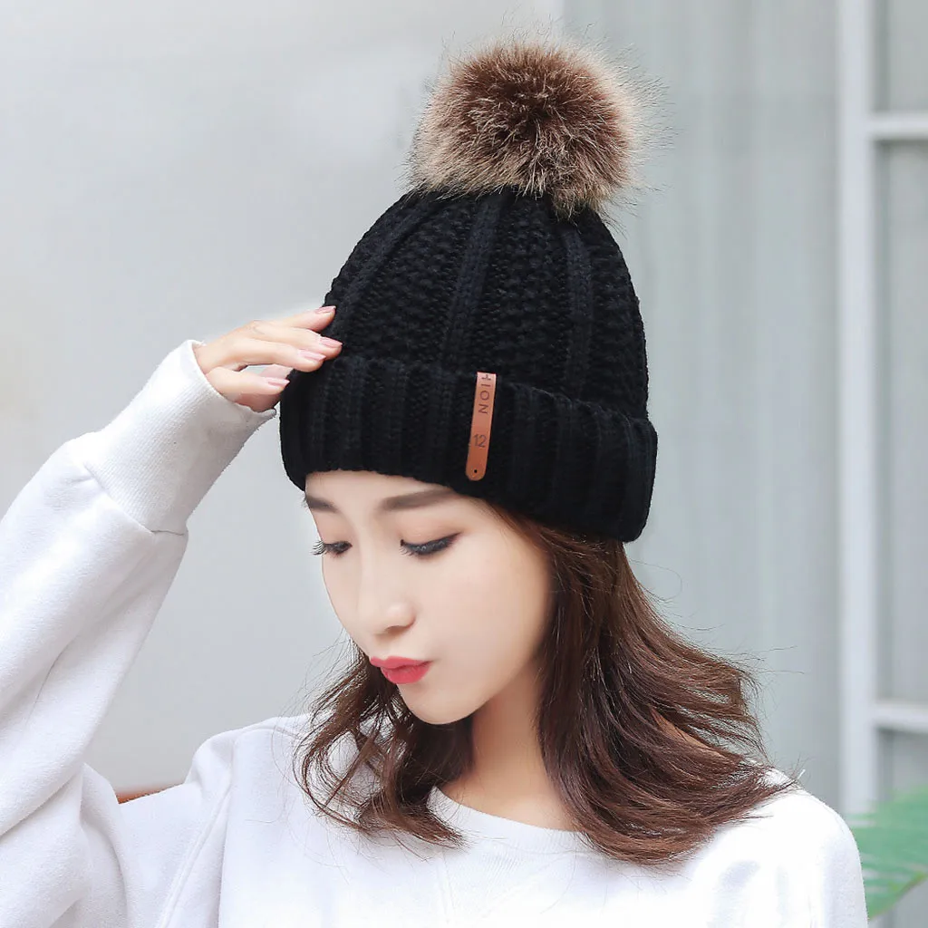 2019 Новая женская однотонная Вязаная Шерстяная Осенняя шапка и зимняя офисная