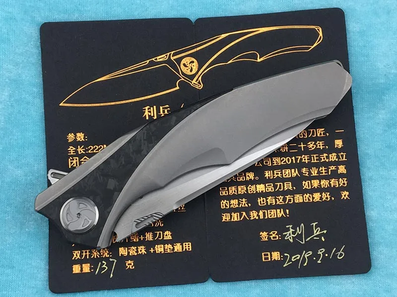 Carbon fiber LiBing оригина Raptor Флиппер складной нож для ежедневного использования, S90V лезвие titanium Ручка Открытый Отдых Фруктовый нож, инструмент для повседневного использования - Цвет: Carbon fiber