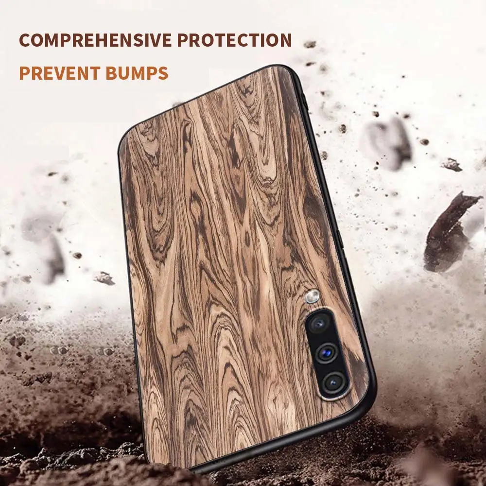 

Texture Wood Case For Samsung Galaxy A50 A10 A70 A20e M31 A30 A40 A02s M30s M21 M11 F41 Shockproof TPU Black Cover