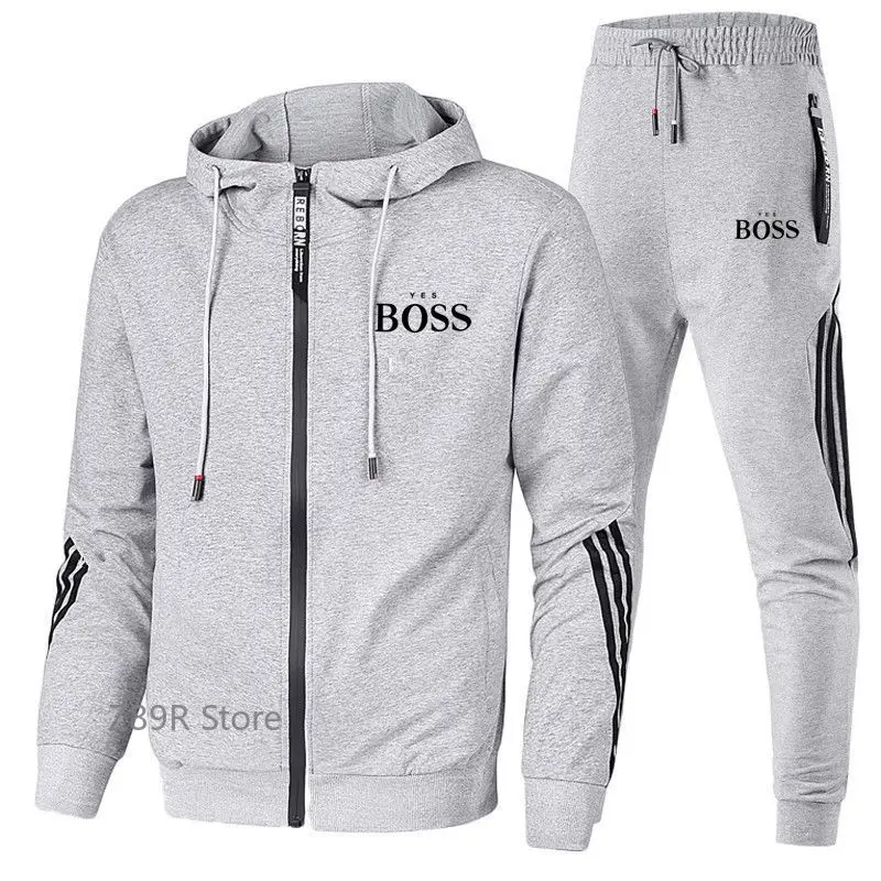 

Casual Sweatshirts Set Men's 2 Piece Tracksuit Men Casual Suit Striped Sportswear Men Hooded Top Outdoor Sport Pants Track Suit