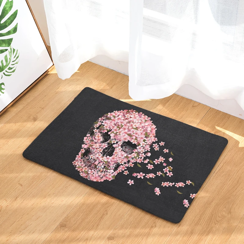 Коврик с принтом черепа для прихожей прямоугольный Противоскользящий коврик