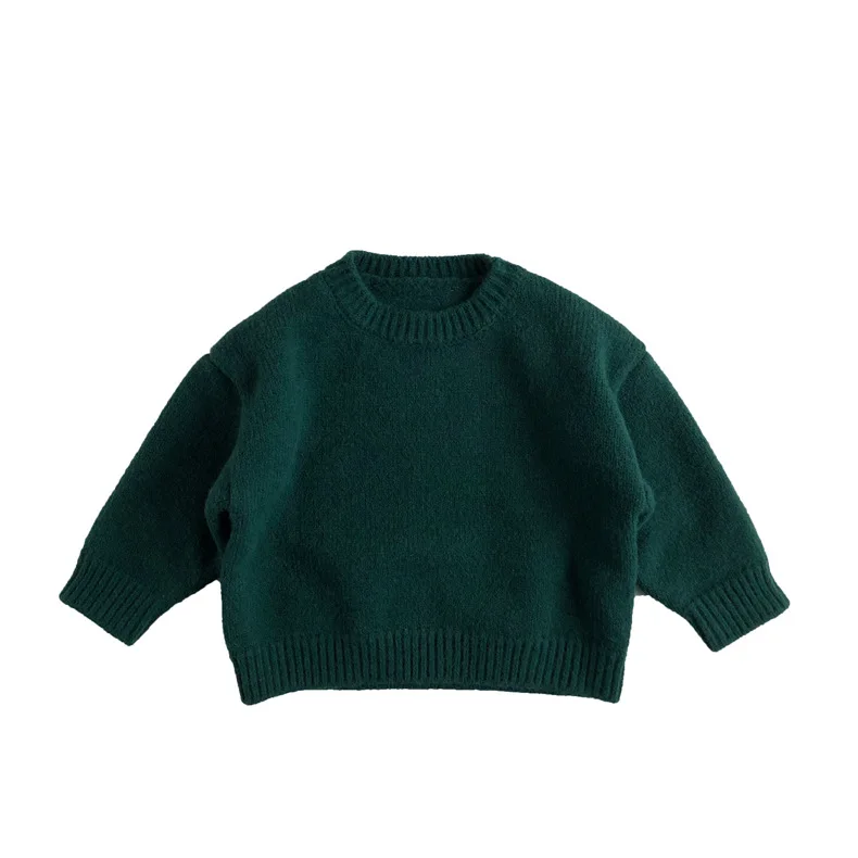 

2020 Children Round Neck Solid Color Casual Sweater