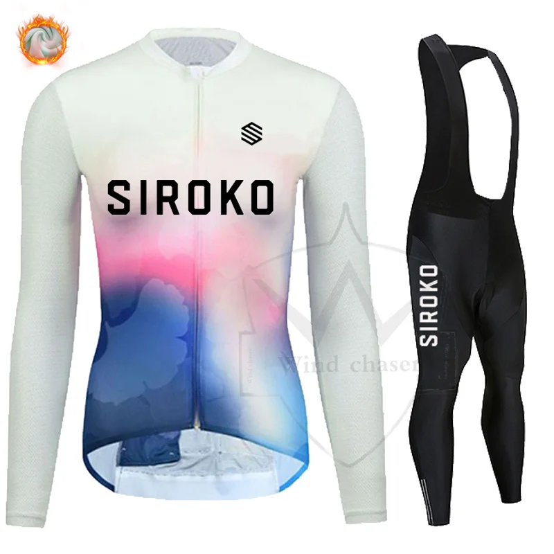 

Women's Long Sleeve Winter Warm Wool Cycling SIROKO Jersey Top Outdoor Cycling Sportswear Set Mountain Bike Cycling Jersey Set