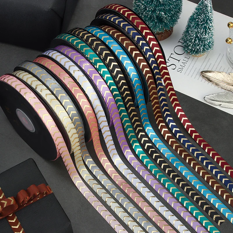 (25 ярдов) 10 мм 3/8 дюйма атласная лента со стрелками и волнами для