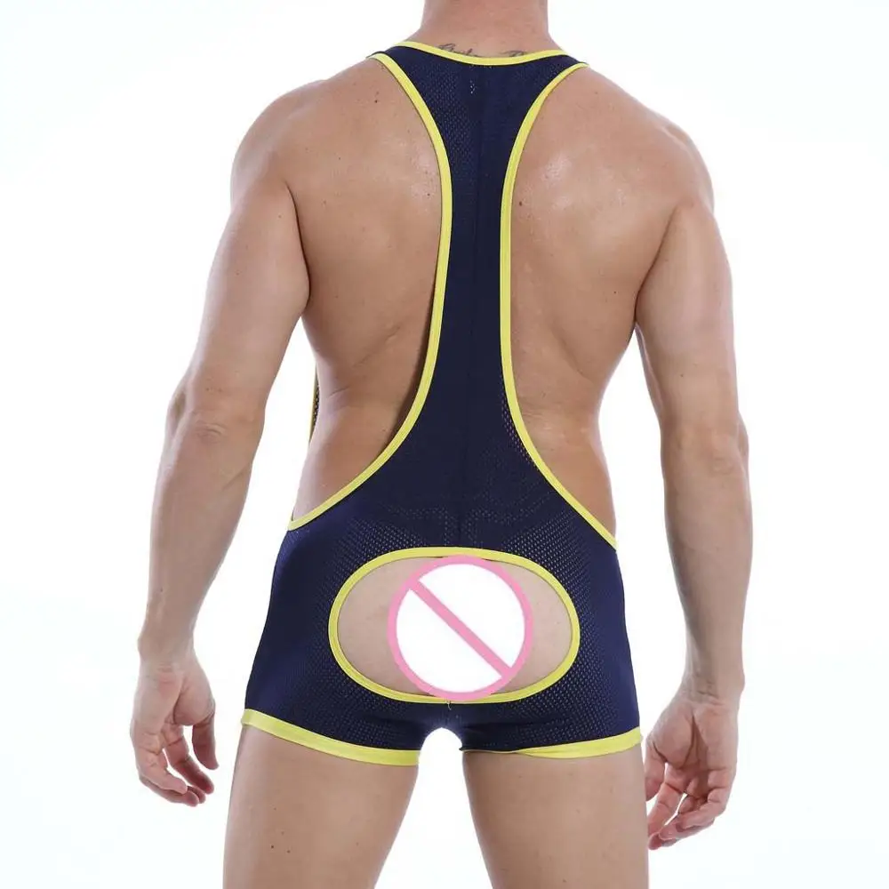 bodysuit sexy Men's teddies Mesh exposed hips Gini Lingerie Leotard Costumes Sexy Panties Beach Swimwear crotchless #3O11 |