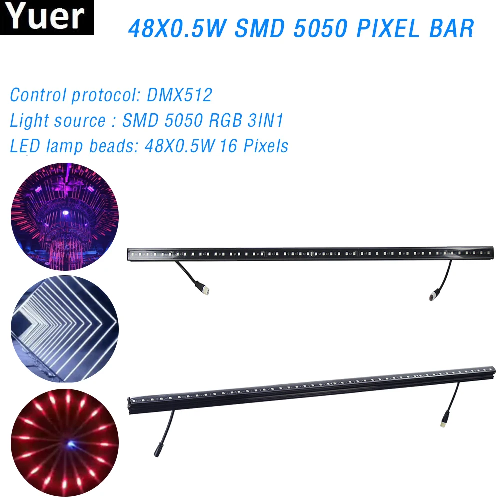 48x0.5W SMD 5050 Waterproof LED PIXEL BAR Light Strip Light DMX 512 Artnet Control DJ Disco Stage Lighting Effect Wall Washer