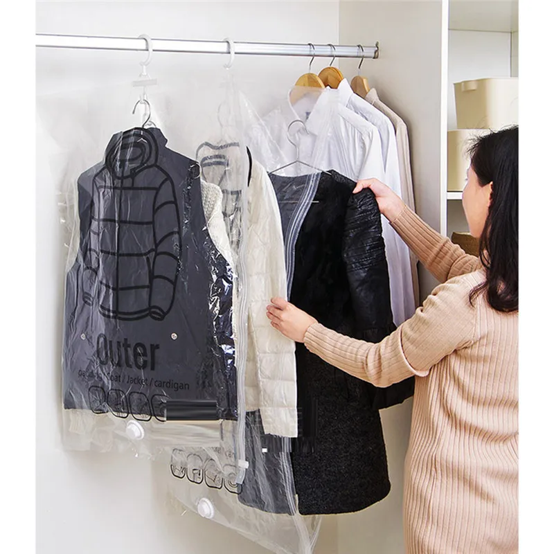 Подвесная компрессионная сумка для одежды прозрачная большая багги толстый