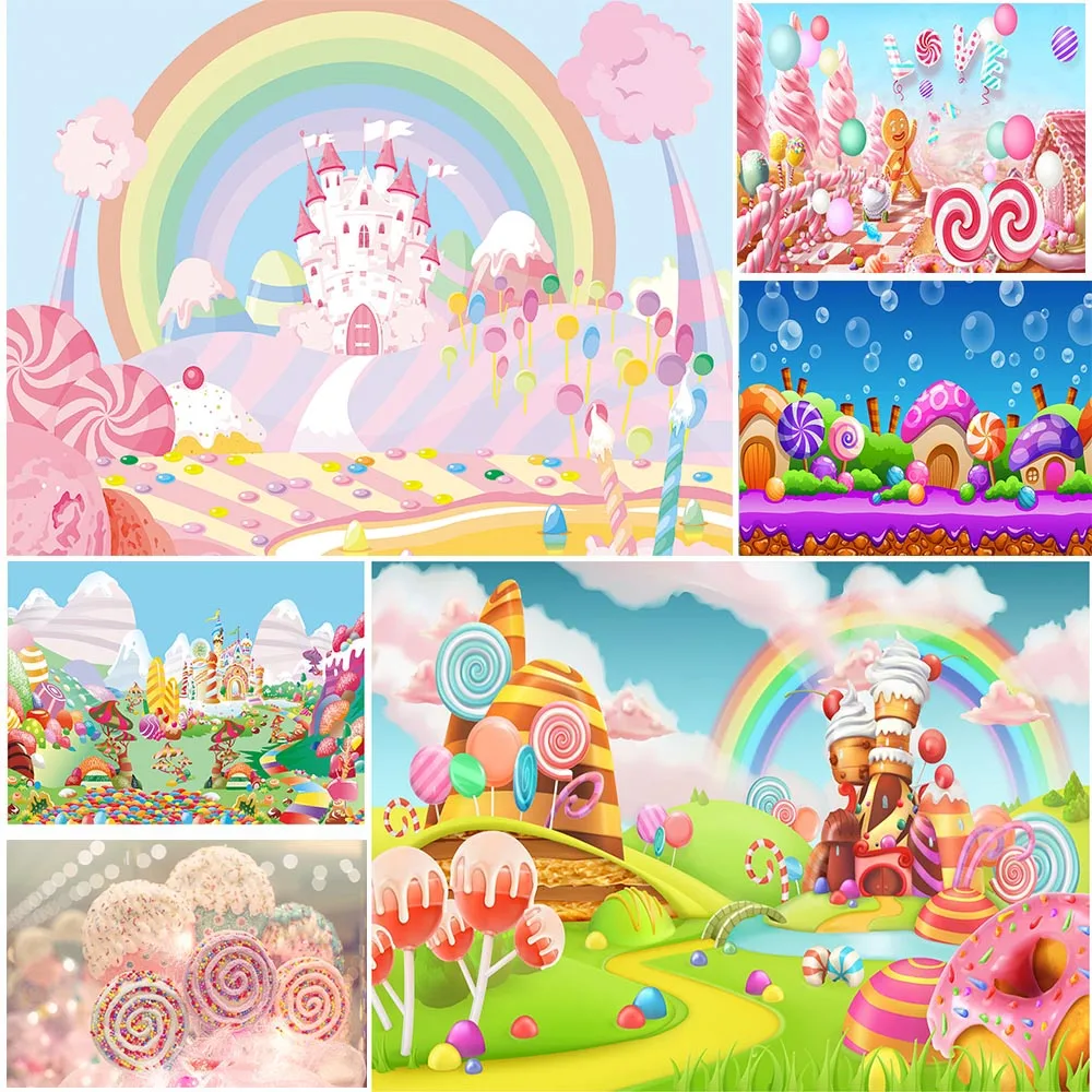 Фотофон Candyland для девочек день рождения детский душ Розовый Милая Радуга