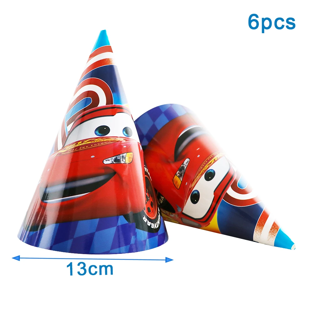 Одноразовые бумажные колпачки с мультяшными автомобилями Диснея 6 шт. вечерние