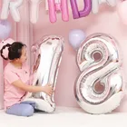 Воздушный шар из алюминиевой фольги в виде цифр, 1632 дюйма, розовое золото, серебро, для детей и взрослых, украшения для свадьбы и дня рождения год