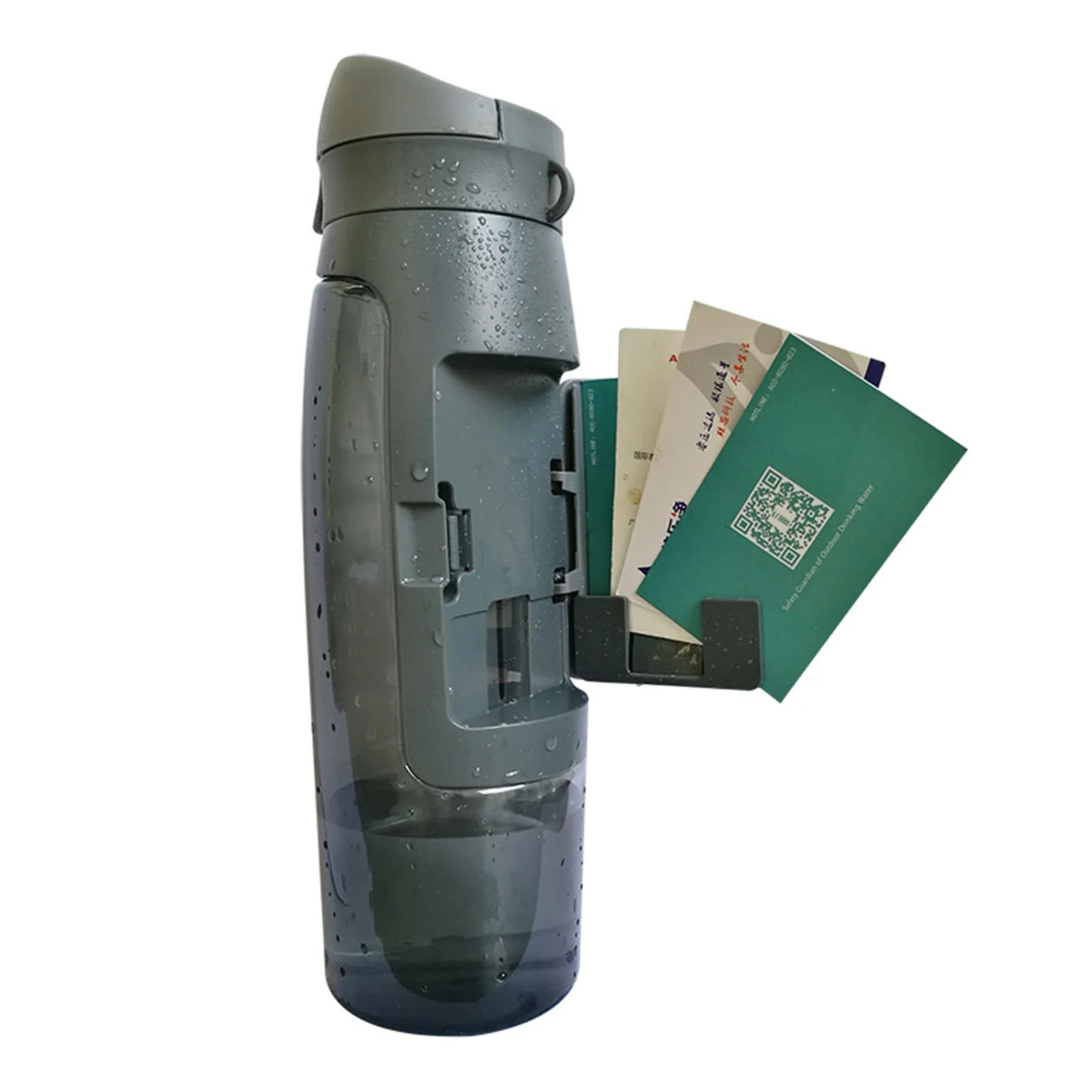 

750 mL Creative Sport Kettle Plastic Drink Bottle Outdoor Sports Water Bottles With Storage Wallet Portable Card Holder Function