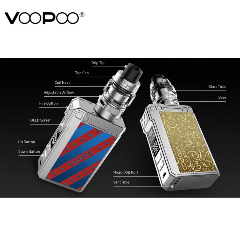 Clearance!! Voopoo Alpha Zip Vape Kit 180W Maat Tank 4ml Mesh Coil GENE.Fit Chip Powered Dual 18650 with MT-M2 MT-M1 | Электроника