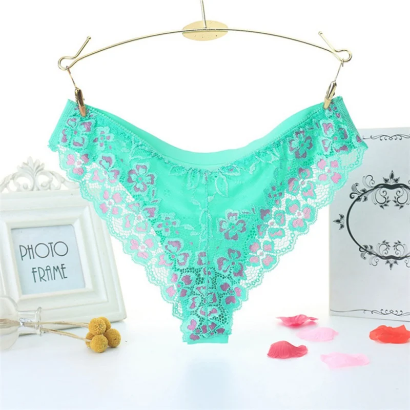 Woman Panties Sexy Floral Lace Transparent G-String Lingerie Ladies Low-Rise Ice Silk Seamless Briefs | Женская одежда