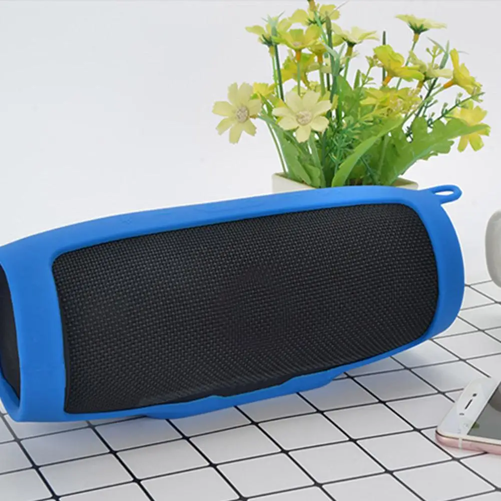 Портативный Bluetooth динамик черный синий мягкий силиконовый защитный уличный