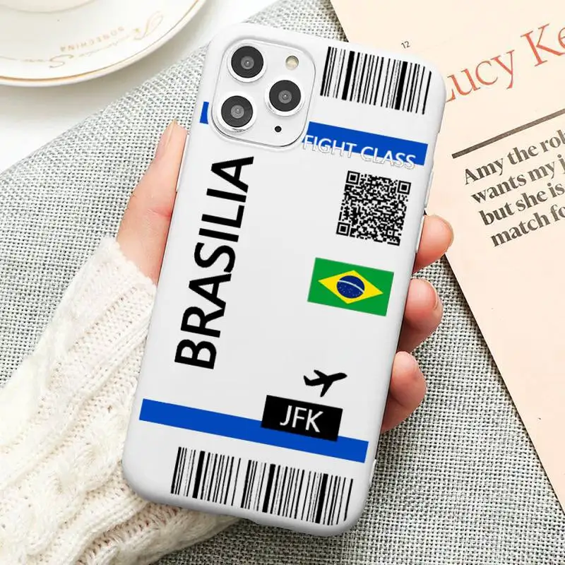 

Cute FIRST CLASS PLANE TICKET Phone Case Candy Color for iPhone 6 6S 7 8 11 12 XS X SE 2020 XR mini pro Plus MAX funda