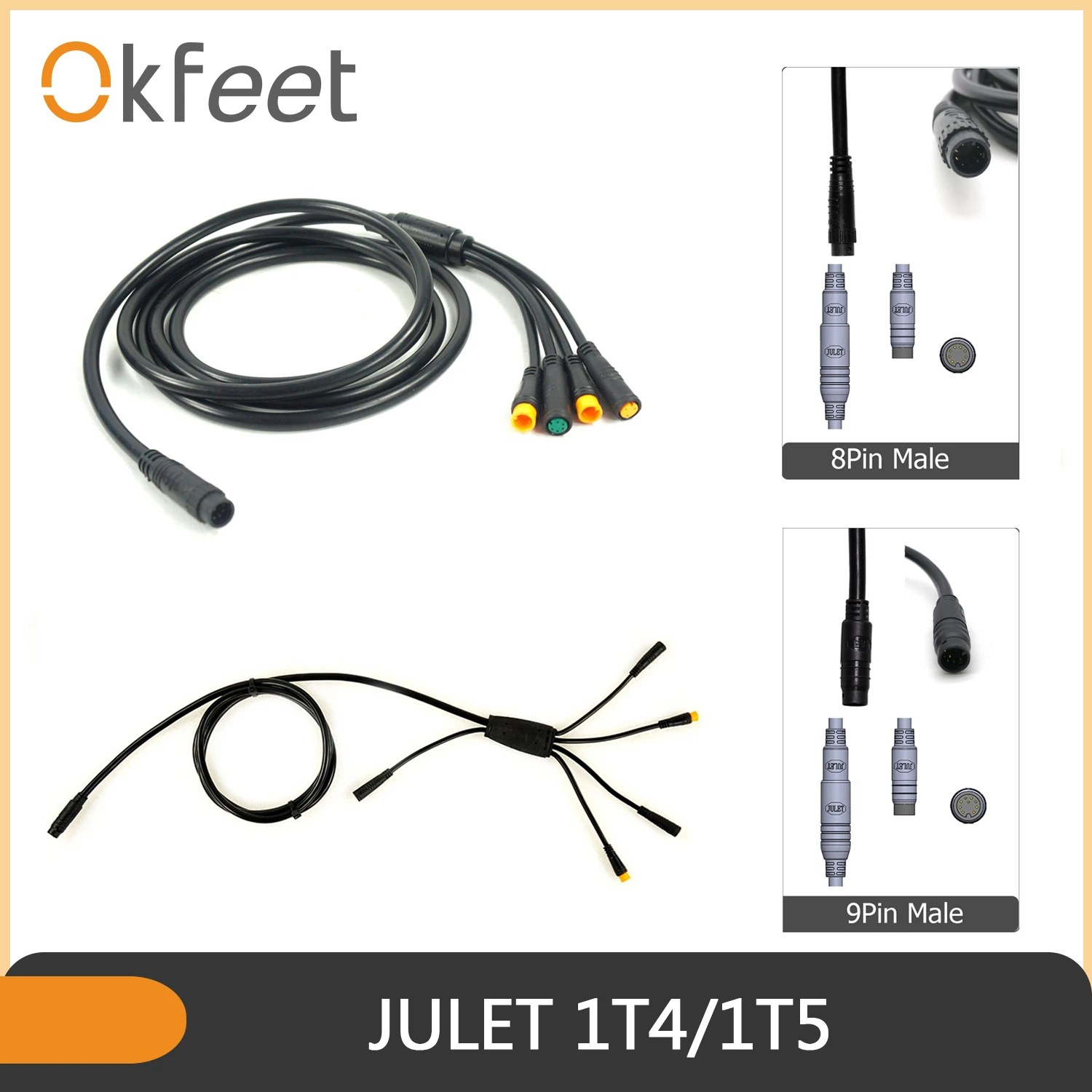 Okfeet Электронный велосипед JULET 1T4 1T5 водонепроницаемый кабель контроллсветильник