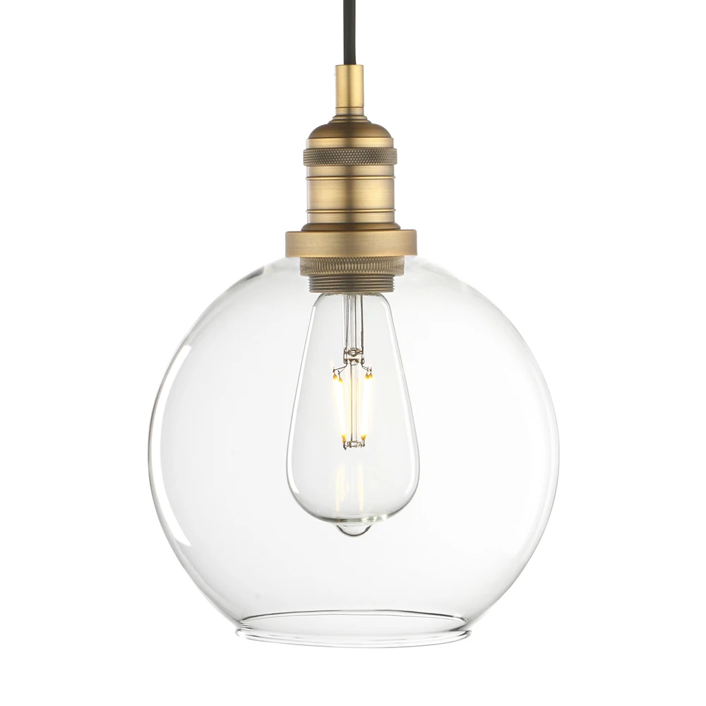 Permo 1-Light Vintage Industrial Clear Glass Hanging Pendant Light with 7.9