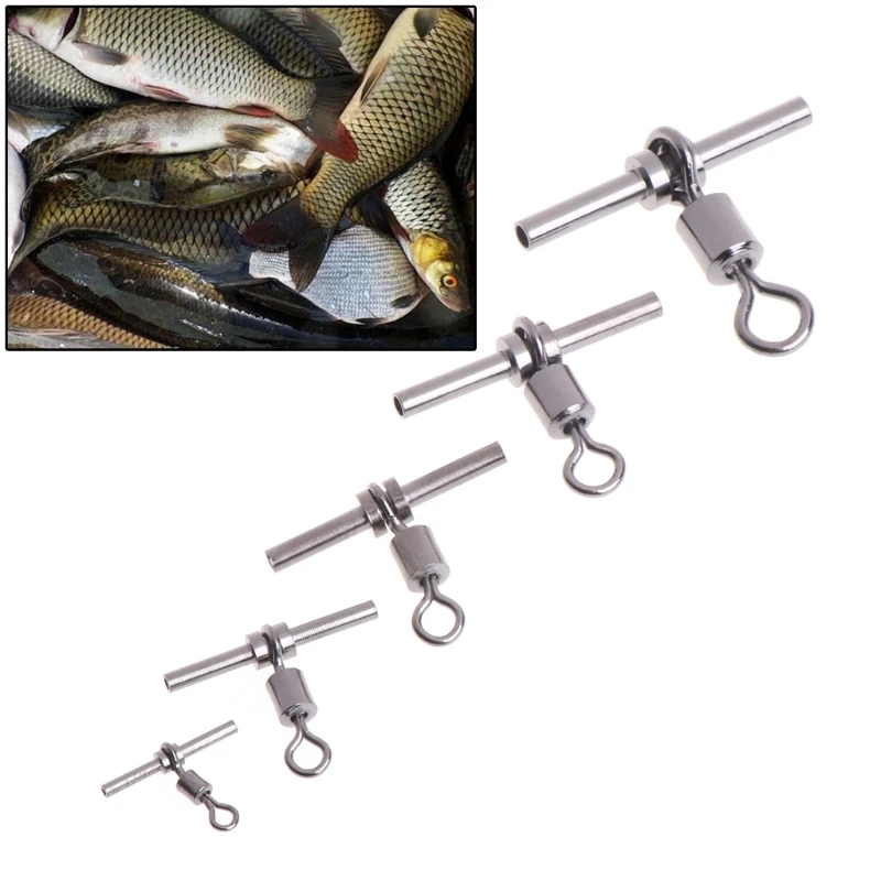 

20Pcs T-shape Fishing Swivel Fish Barrel Cross-line Brass Head Fishing Tackle
