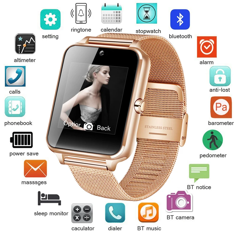 LIGE 2019 мужские Bluetooth Смарт часы спортивные Шагомер с камерой поддержка sim карты