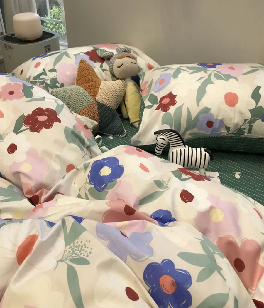 

Винтажный комплект постельного белья с цветочным рисунком, односпальная двойная хлопковая двуспальная домашняя текстильная простыня наво...