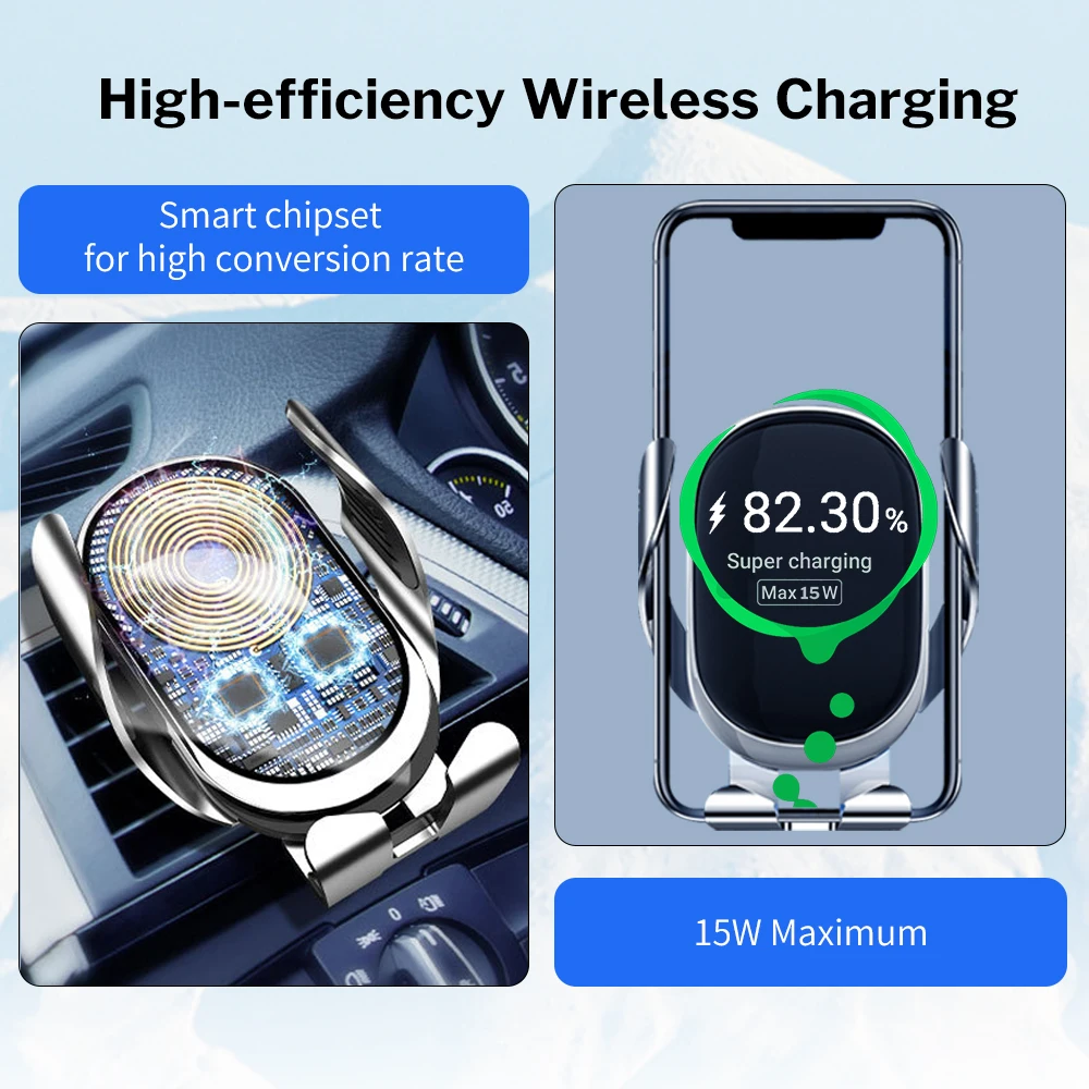 

Deelife 15W Qi Car Phone Holder Wireless Charger Smartphone Holder for Air Vent Mount Wireless Charging Holder