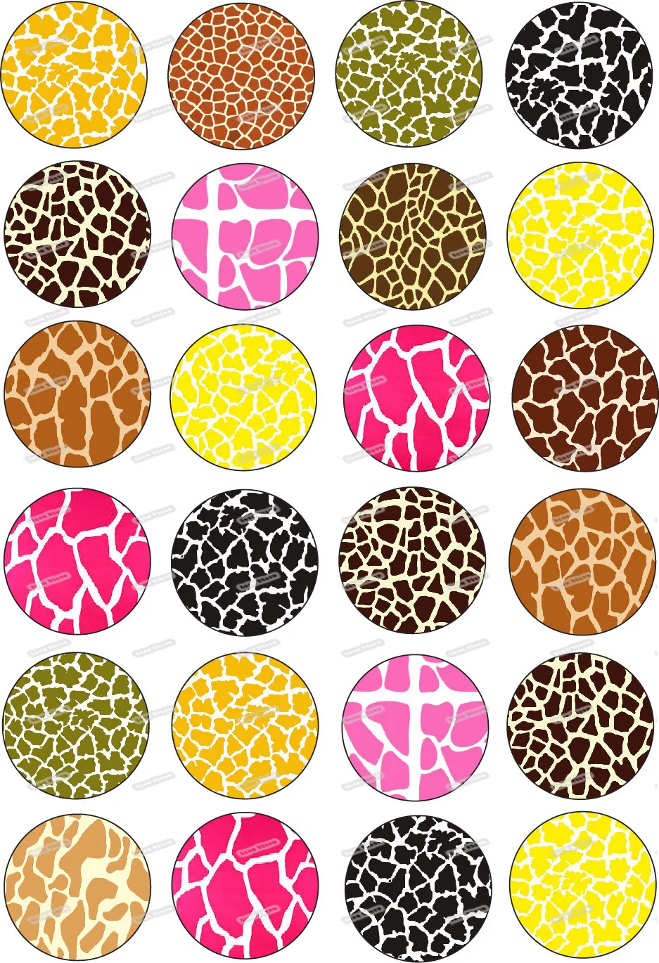 24 красочных жирафа кожа съедобный торт Топпер вафель рисовая бумага печенье кекс