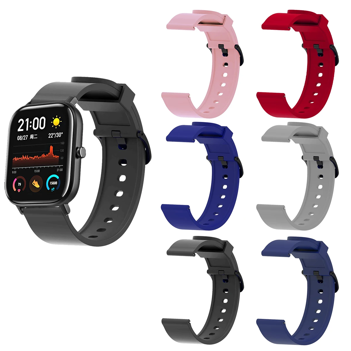 

Ремешок силиконовый для смарт-часов Xiaomi Huami Amazfit GTS/BIP, 20 мм