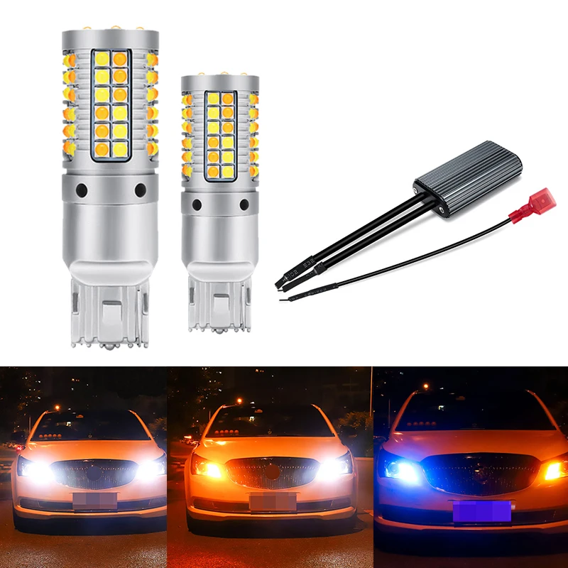 2 шт. T20 7440 W21W WY21W светодиодный светильник Canbus для автомобиля DRL дневные ходовые