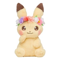 pokemon genuine pikachu with corolla cute soft plush action figure toys