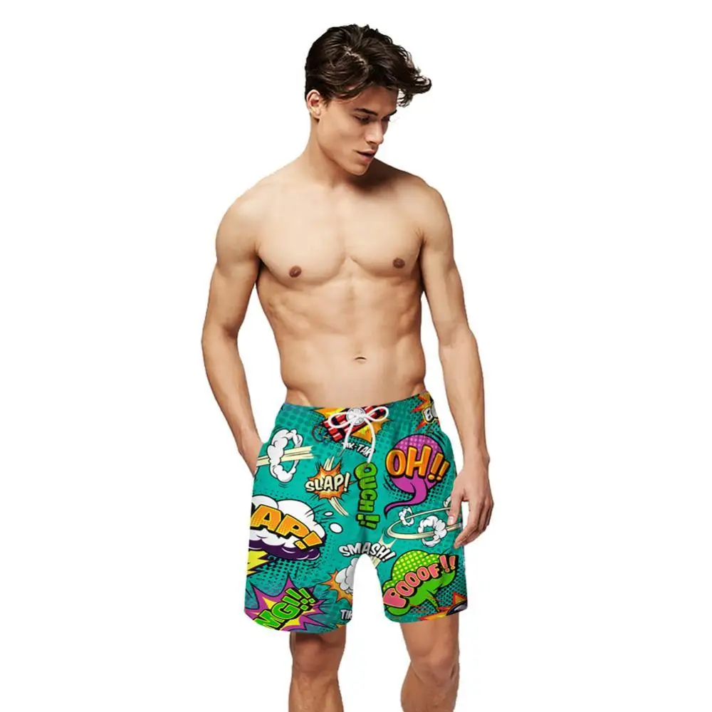 Лидер продаж 80% мужские пляжные шорты с цифровым принтом и кулиской плавки для