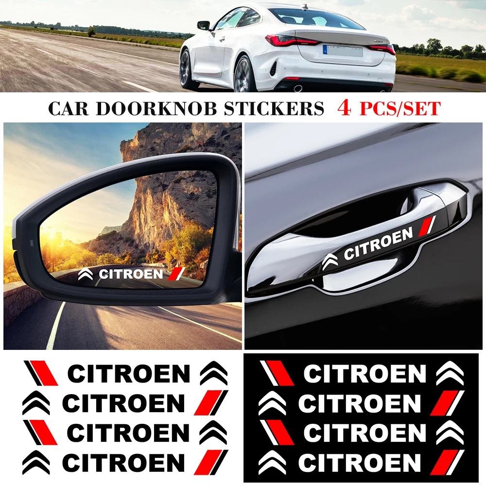 

4PCS Car Body Creative Decal Door Handle Mirror Decoration Stickers For Citroen C2 C3 C4 C5 DS3 DS4 Berlingo Saxo Xsara Picasso