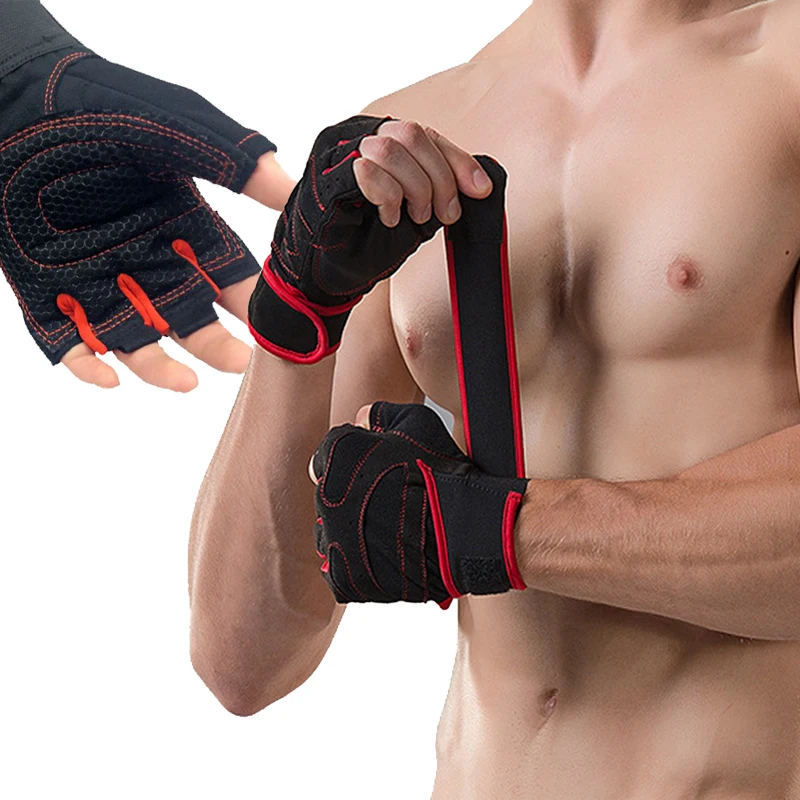

With Belt Body Building Fitness Gym Gloves Crossfit Weight Lifting Gloves For Men Musculation Women Anti-slip Barbell Dumbbell