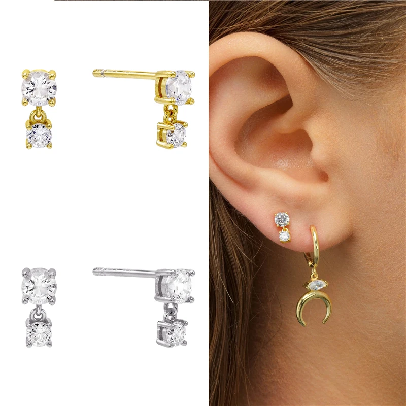 

BOAKO Pendientes Plata 925 Earrings For Women Cross Pin Stud Earrings Cartilage Jewelry Ear Piercing Fast Fashion #19