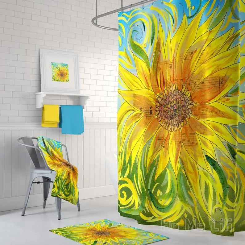 

Sunflower Symphony Design Happy Floral Fall Shower Curtains