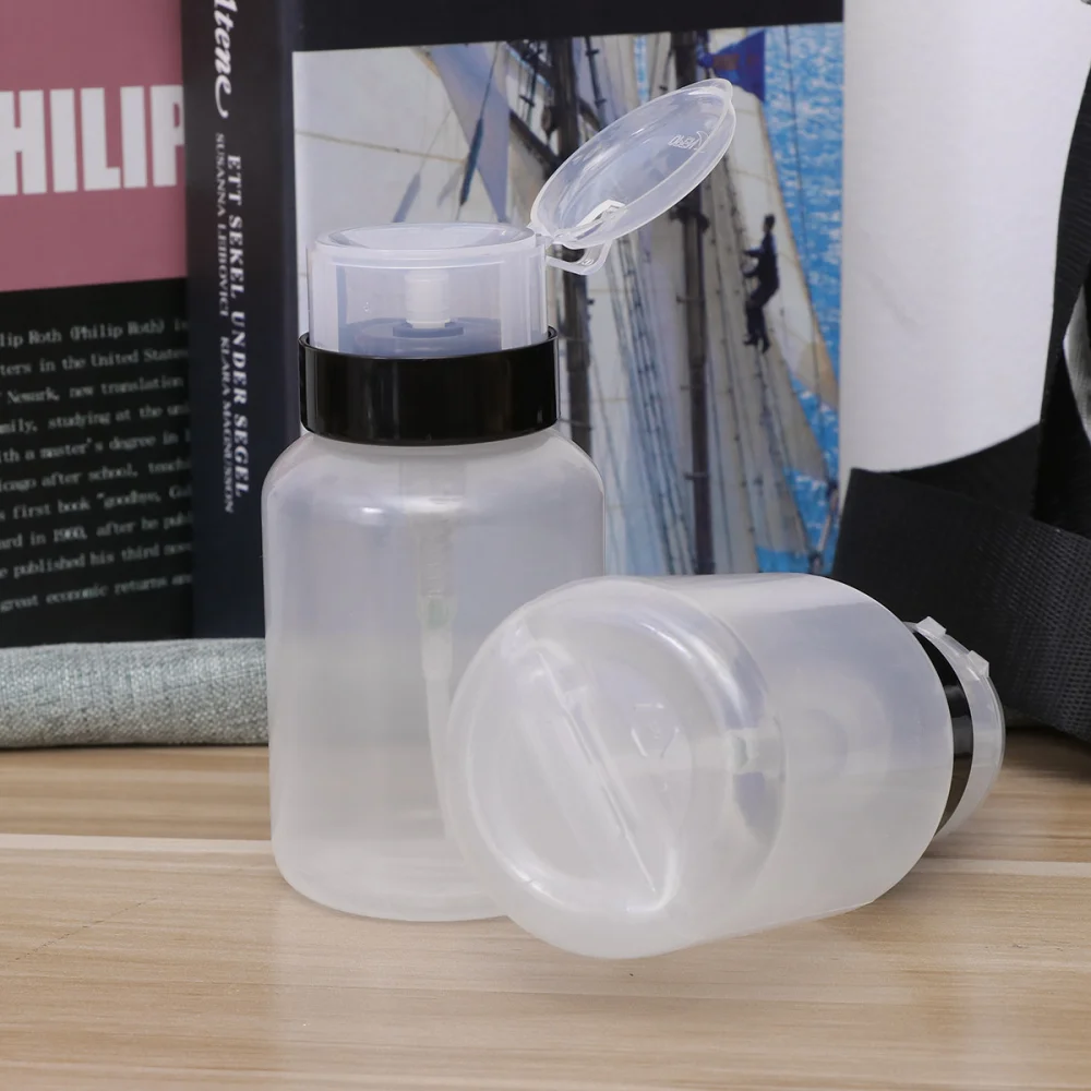 

6pcs 250ML Nail Polish Remover Empty Pressing Bottle Lock Pressure Bottle Dispenser for Fluid Nail Art Beauty Instrument Equipme