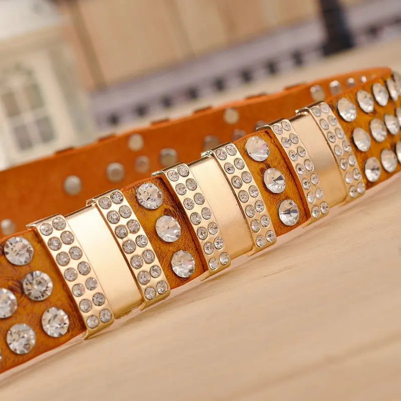 

Fashion Luxury Rhinestone Belts For Women Female Vintage Leather Pin Buckle Waistband Girdle Strap For Jeans Dress Hight Quality